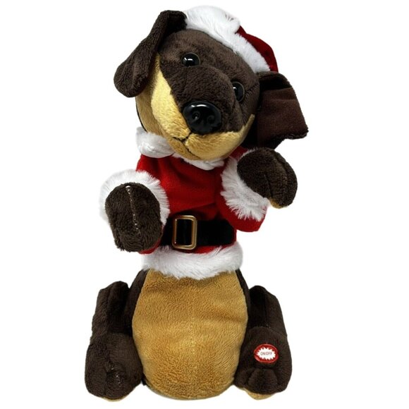 Christmas Dachshund Plush Toy Santa Claus Hat Jacket NOT WORKING - Picture 1 of 8